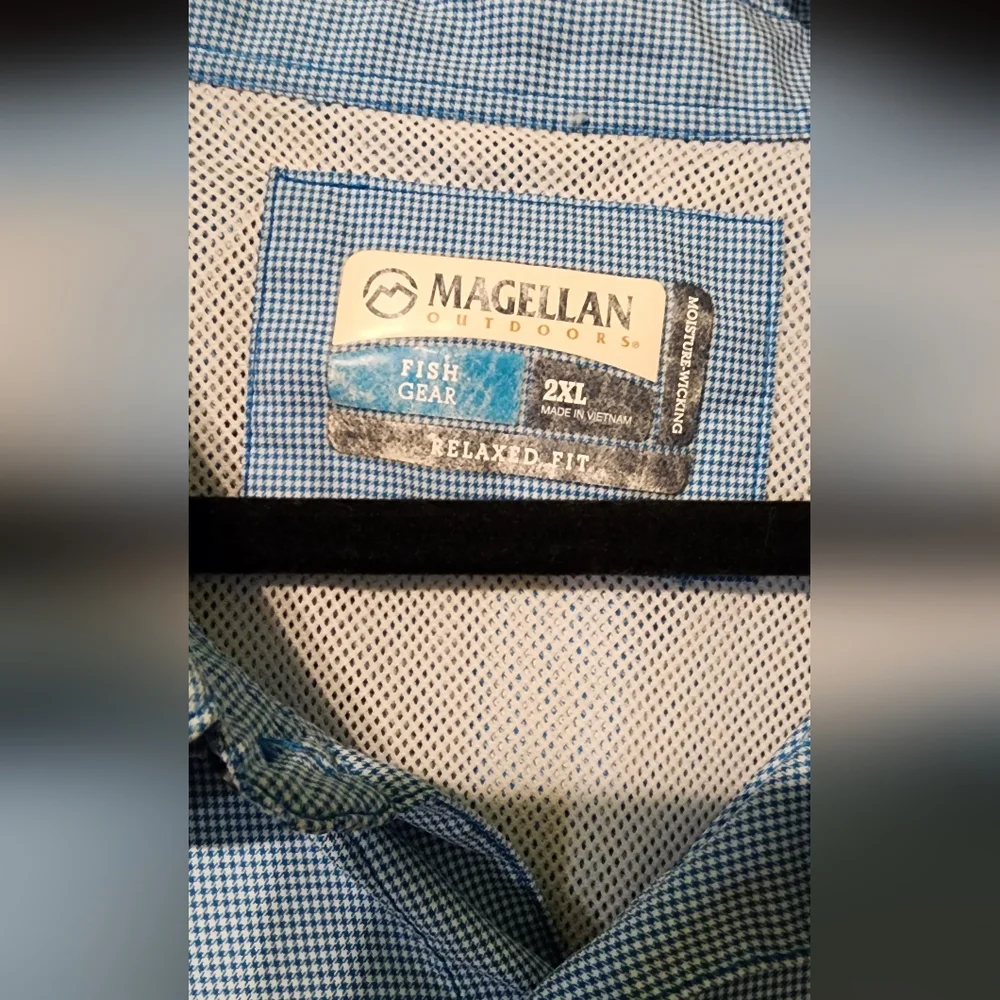 Magellan Outdoors Blue Plaid Fishing Relaxed Fit Shirt With Vents, Size XXL - Picture 4 of 9